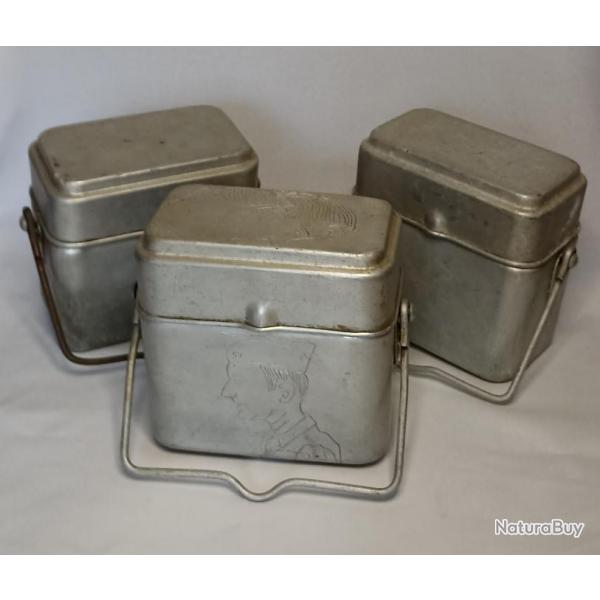 Lot de 3 gamelles rglementaire model 35 france 40 ww2