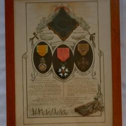 Cadre médailles citation 61ème régiment chasseur 14/18