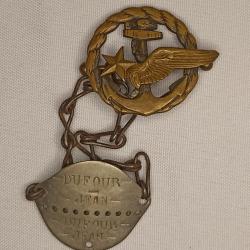 Brevet gourmette aéronaval année 1935 marine ww2