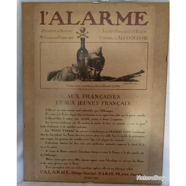 Affiche lutte contre l'alcoolisme 14/18 ww1