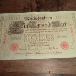 billet de 1000 deutsche mark 1910  / No 6007453 A