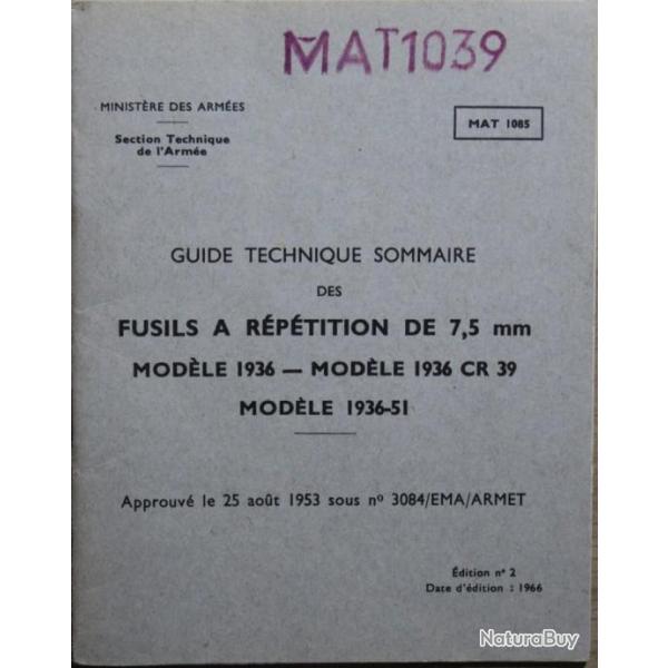 Guide technique sommaire des Fusils  rptition de 7.5 mm Mle 1936