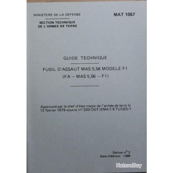 Guide Technique Fusil d'assaut Mas 5.56 Mle F1