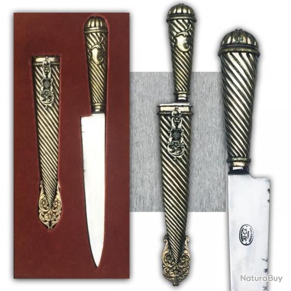 RARISSIME & SUPERBE DAGUE / GLAIVE ARGENTINE + COFFRE EN BOIS, TYPE GAUCHO, XIX, ORIGINAL