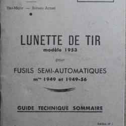 Manuel Lunette de tir Mle 1953 pour fusil semi-auto Mles 1949-1949-56