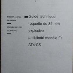 Guide technique roquette de 84 mm explosive antiblindé Mle F1 - AT4 CS