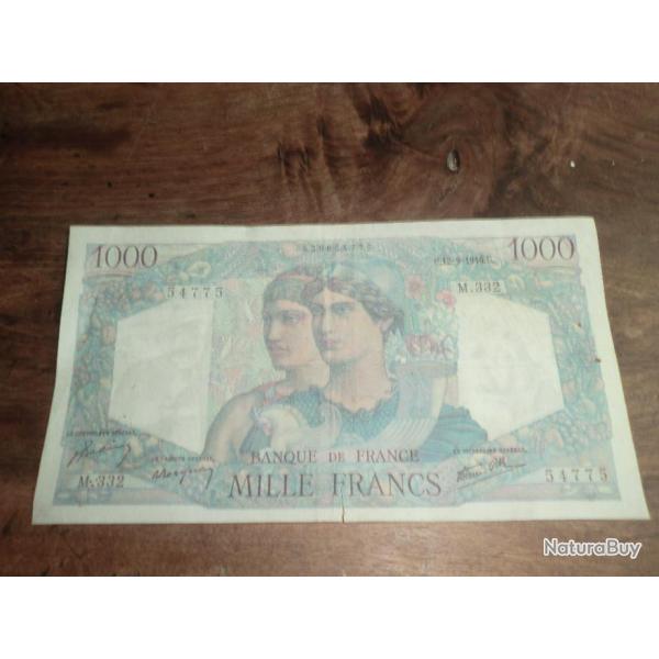 billet 1000 FRANCS  MINERVE ET HERCULE  / U.12.9.1946.U