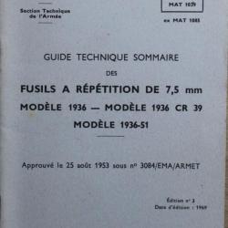 Guide technique sommaire des fusils à répétitions de 7.5 mm Mle 1936