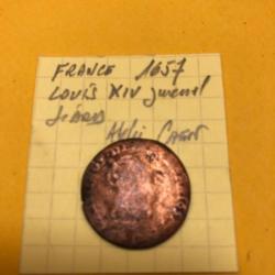 FRANCE - Louis XIV juvénile - 1657 - Liard de France ) Atelier de Caen