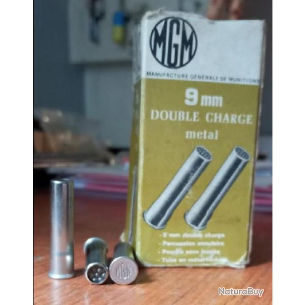 9mm double charge mtal nickel - boite carton 20 pices - marque MGM