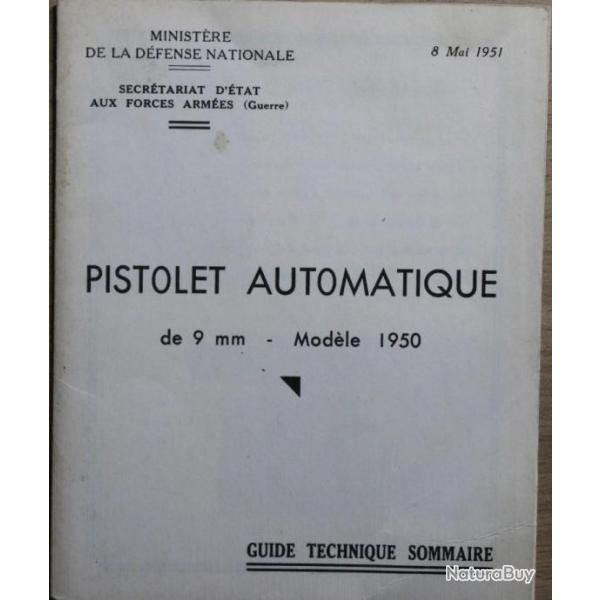 Guide technique sommaire du Pistolet automatique de 9 mm - Mle 1950