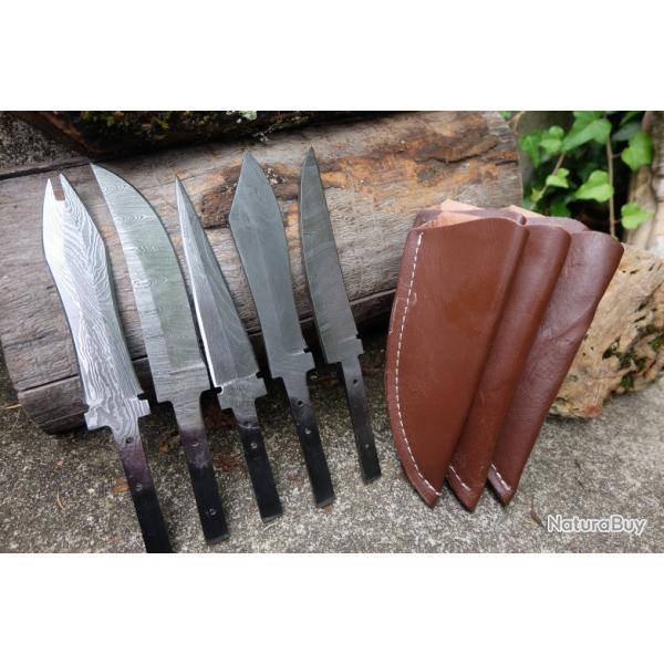 LotC Lot de 5 Lames Damas 256 Couches  Customiser Lames seules + Etuis  Fabrication Artisanale