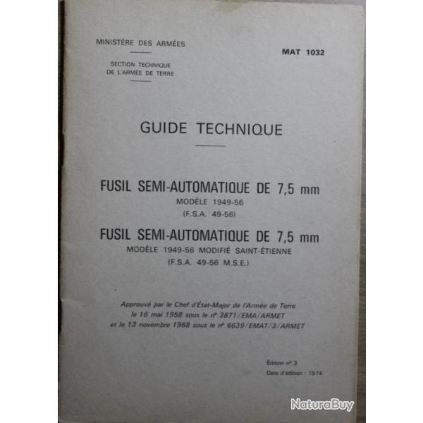 Guide technique fusil semi-automatique de 7.5 mm Mle 49-56
