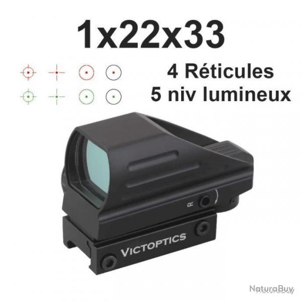 POINT ROUGE REFLEX 1x22x33 - RDSL03 VICTOPTICS - ANTICHOC - 4 RTICULES LUMINEUX
