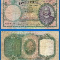 Portugal 20 Escudos 1959 Billet Escudo Europe Menezes