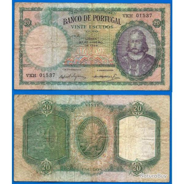 Portugal 20 Escudos 1959 Billet Escudo Europe Menezes