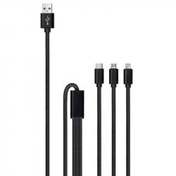 Câble USB Sunslice Trident 3 en 1 (1 mètre)