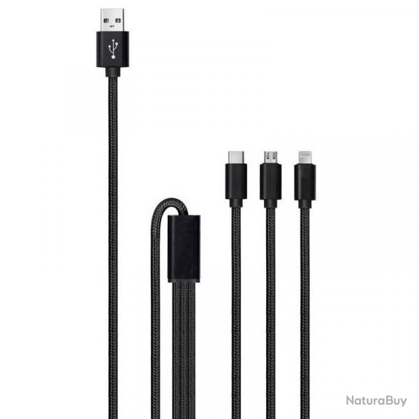 Cble USB Sunslice Trident 3 en 1 (1 mtre)