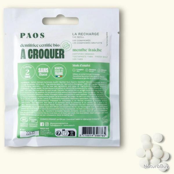 Dentifrice bio  croquer  la menthe frache PAOS