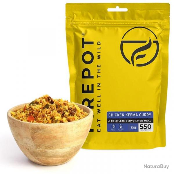 Repas dshydrat Firepot Curry de poulet Keema et riz