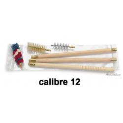 Kit nettoyage fusil 3 brins bois + 3 écouvillons cal .12