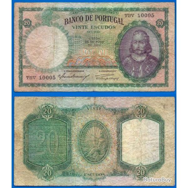 Portugal 20 Escudos 1954 Billet Escudo Europe Menezes