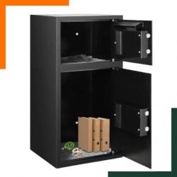 Coffre-fort électronique avec 2 compartiments - Claviers numériques - Verrouillage magnétique - Noir