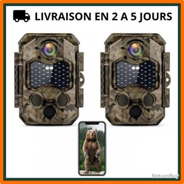 Pack de 2 camras de chasse 4KUHD 48MP Wifi - 45 LED - Fort - Livraison gratuite