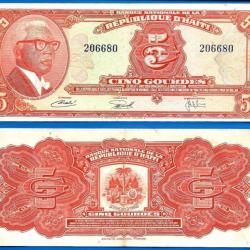 Haiti 5 Gourdes 1973 Billet Gourde