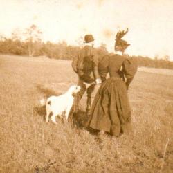 23/ PHOTO CHASSE vers 1880/1900 / femme bourgeoise à la chasse