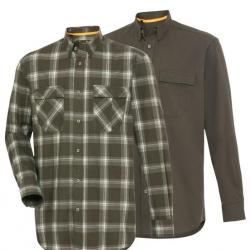 Pack de 2 chemises de chasse Couleur Carreaux vert brun