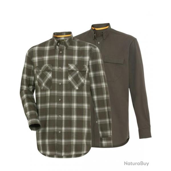 Pack de 2 chemises de chasse Couleur Carreaux vert brun