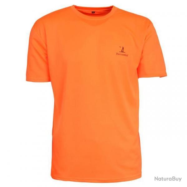 PROMOTION ! TEE-SHIRT MANCHES COURTES CHASSE ORANGE FLUO PERCUSSION