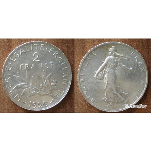 France 2 Francs 1920 Semeuse Piece Argent Franc Europe  Frcs Frc Frs