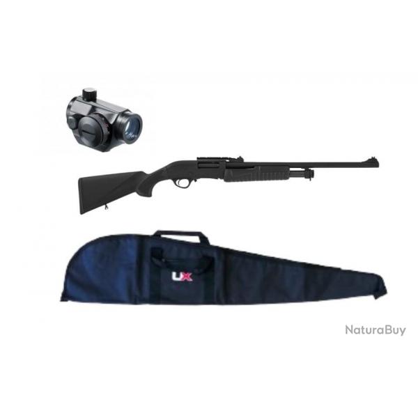 Fusil  pompe Hatsan Escort Slug - Calibre 12/76 - Canon de 60 cm + Point rouge + Fourreau