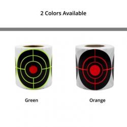 Rouleau 600 cibles réactif autocollante. 3x200 cibles couleur au choix vert ou orange. A