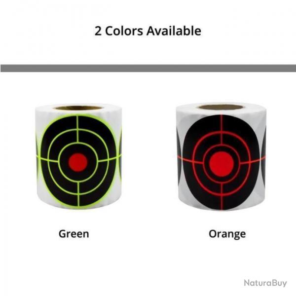 Rouleau 600 cibles ractif autocollante. 3x200 cibles couleur au choix vert ou orange. A