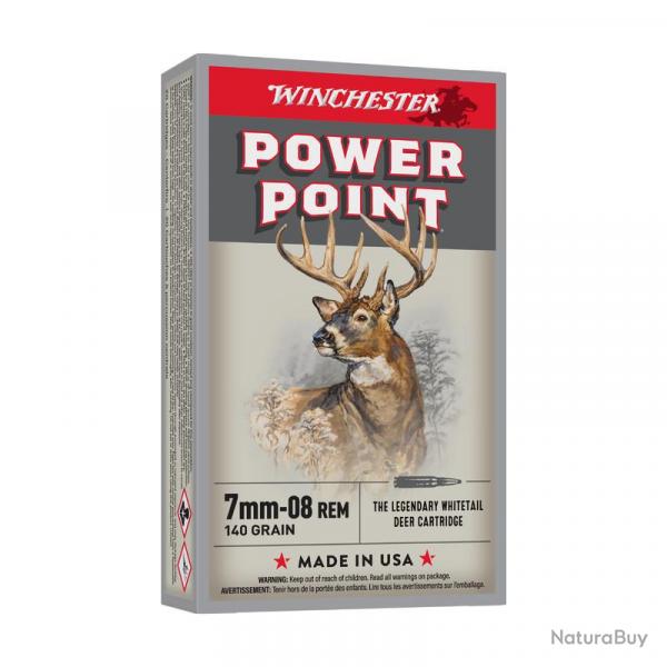 BOITE DE 20 CARTOUCHES WINCHESTER CAL.7mm08Rem POWER-POINT 140GR