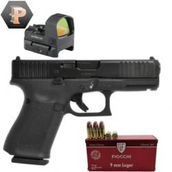 Pack Pistolet Glock 19 Gen 5 Mos FS Cal.9x19 + Point rouge Vector Frenzy + 50 Munitions 9x19