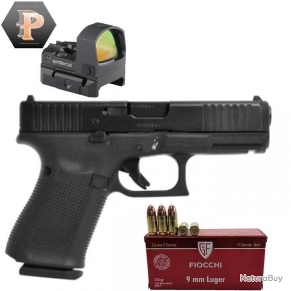 Pack OR ! Pistolet Glock 19 Gen 5 Mos FS Cal.9x19 + Point rouge Vector Frenzy + 50 Munitions 9x19