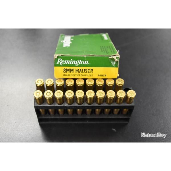 Lot de 19 munitions 8mm mauser de marque remington   mise a prix 1 euro !!!
