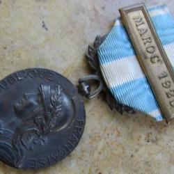 médaille coloniale gros module  barrette Maroc 1925