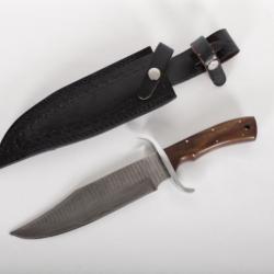 Couteau bowie tactique forgé damas LLF24 35cm étui MOLLE