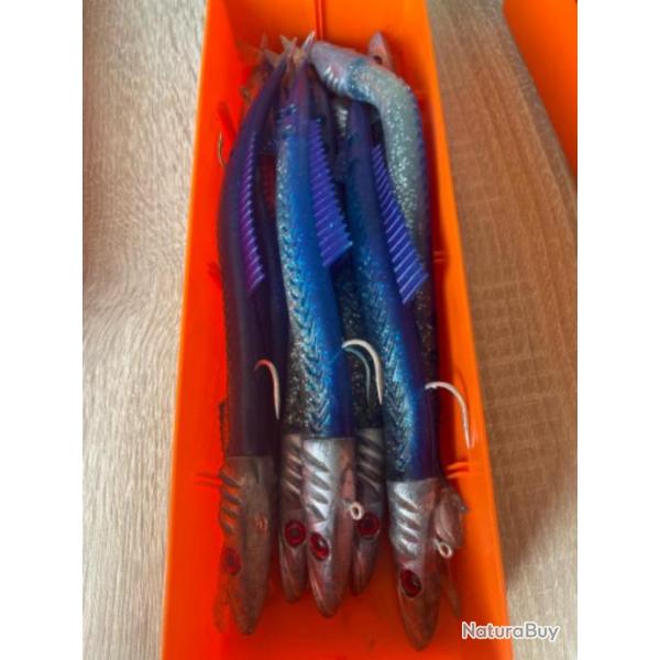 Leurre souple mont Delalande 18cm 100g bleu fire eel