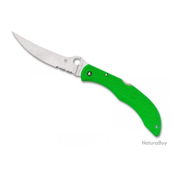 COUTEAU SPYDERCO CATCHERMAN SALT VERT SEMI-DENTEE