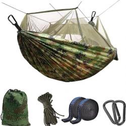 Hamac de Camping avec Moustiquaire Capacité de Charge de 300kg, (290 x 140 cm) Camouflage