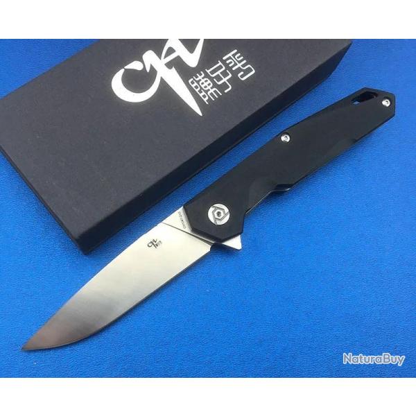 Couteau CH Knives Black Manche G10 Lame Acier D2 IKBS Linerlock Clip CH1047BK