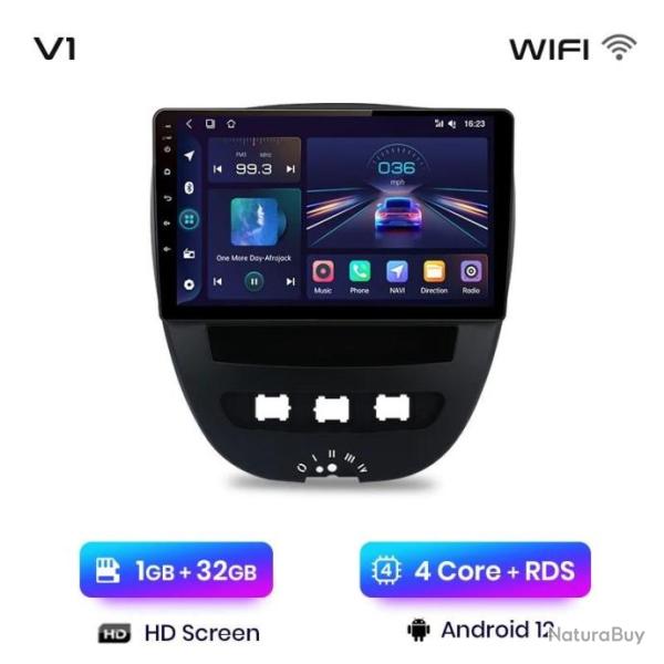 Autoradio Android 13 Pour Peugeot 107/Citroën C1/Toyota Aygo (2005-2014) - Écran 10,1" - GPS, CarPlay, Android Auto