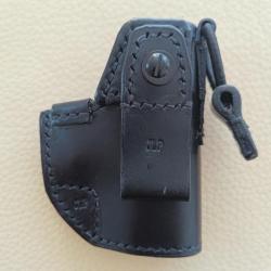 holster cuir IWB (inside) droitier pour Glock 43 (compatible avec Springfield H 11)