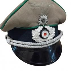 Casquette d'officier Wehrmacht Gebirgsjäger passepoil vert avec son edelweiss métal ORIGINALE